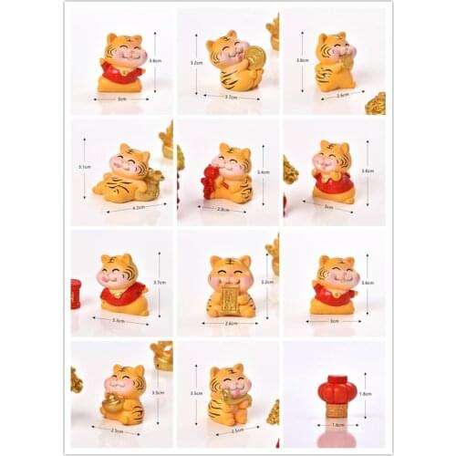 ZOCDOU 1 Piece Cartoon Cute Fortune Tiger Small Statue Little Figurine Crafts Figure Ornament Miniatures