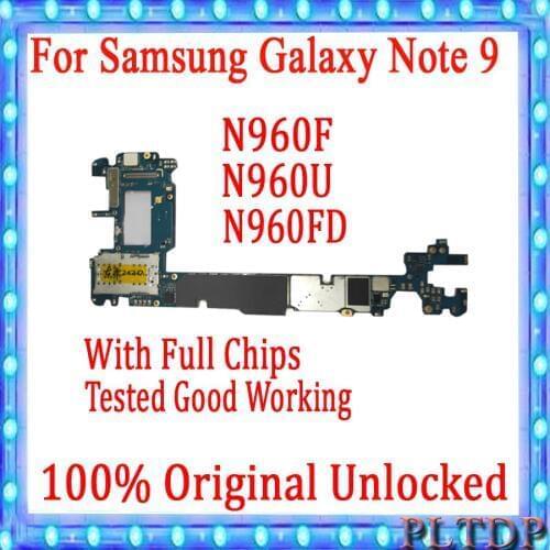 For Samsung note 9 N960F N960FD N960U motherboard single/dual sim Unlocked Android OS with chip for Note 9 N960F Logic board