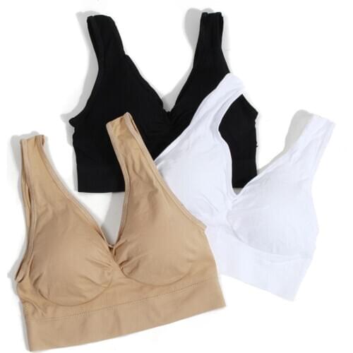 Fashion Sexy Women Underwear Tops Stretch Seamless Padded Shookproof Brassiere Push Up Plus Size Tank Top Bra 3pcs/set