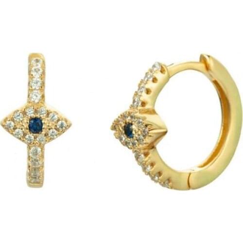 Fashion Inlaid Zircon Dainty Eve Eye Piercing Earrings For Women Simple Design Small Hoop Earrings Jewelry 2021