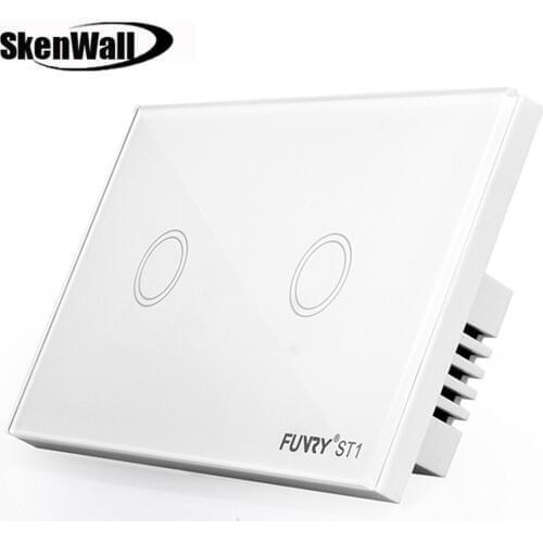 Wall Light Switch Touch Switch Luxury Crystal Glass Panel Led Light Switch 110-240V 120*73*34mm 1/2/3Gang US Standard 3 Colour