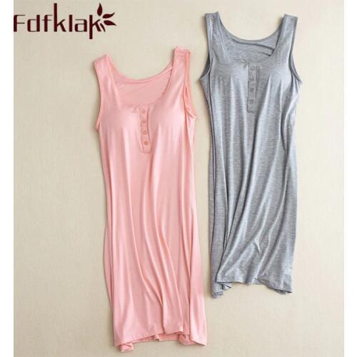 Summer New Sleepwear Sexy Sleeveless Ladies Nightdress Cotton Womens Nightgown Sexy Night Gown Women Nightwear Black/White Q301