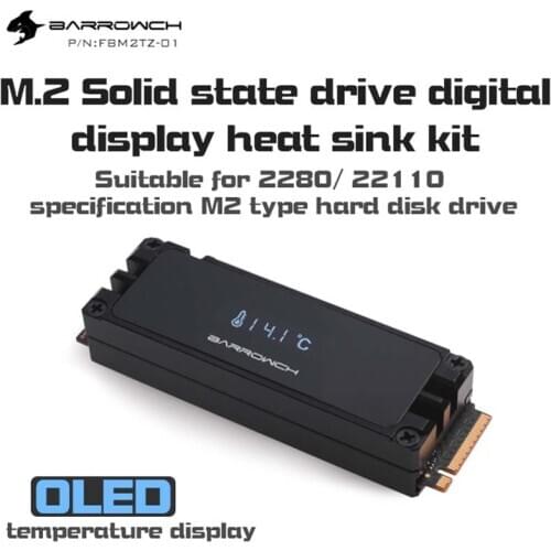Barrowch PC cooling M.2 SSD full aluminum alloy digital display Solid state drives heat sink for water cooler building FBM2TZ-01
