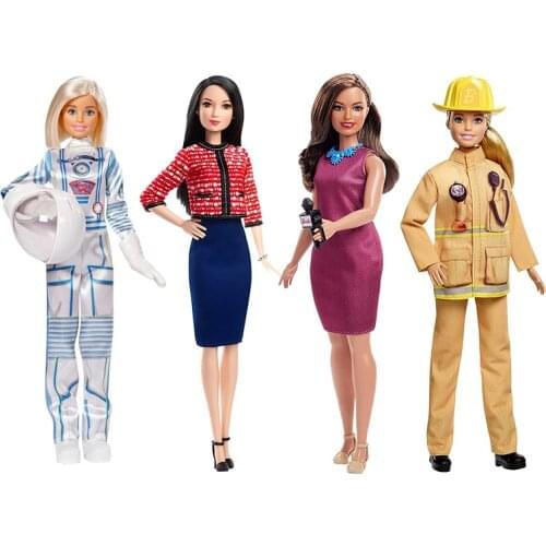 Original Mattel Barbie 60th Anniversary Dolls for Girls Candidate Astronaut Reporter Firefighter Pilot Brand Kids Toys Gifts