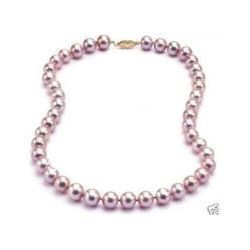 NATURAL 18"8-9MM AAA ROUND SOUTH SEA GENUINE PINK LAVENDER PEARL NECKLACE See original listing