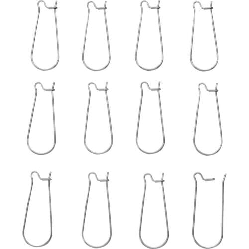 Pandahall 100PCS 304 Stainless Steel Hoop Earring Settings For Jewelry Making, Stainless Steel Color, 33x12.5x0.5mm, Pin: 0.6mm