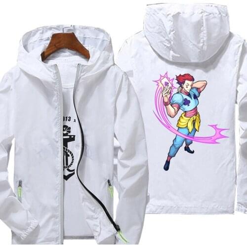 Casual Jacket Spring Autumn reflective zipper Windbreaker waterproof Jackets hunterXhunter men street Hooded thin Coats