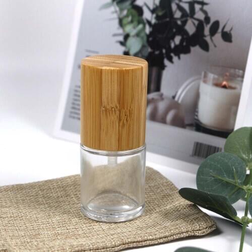 20ml Transparency Glass Lotion and Spray Bottle with Real Bamboo Lid
