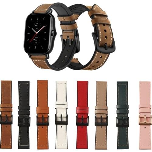 20mm 22mm Leather Silicone Watch Band Strap for Huami Amazfit GTS 2 /GTS2 mini /GTR2 2e Replacement Correa Wrist Bracelet straps