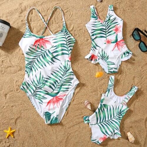 Family Matching Swimwear Women Baby Girls Clothes Fashion Mom And Kids Bikini One piece Outfit Summer Mommy And Me Clothes