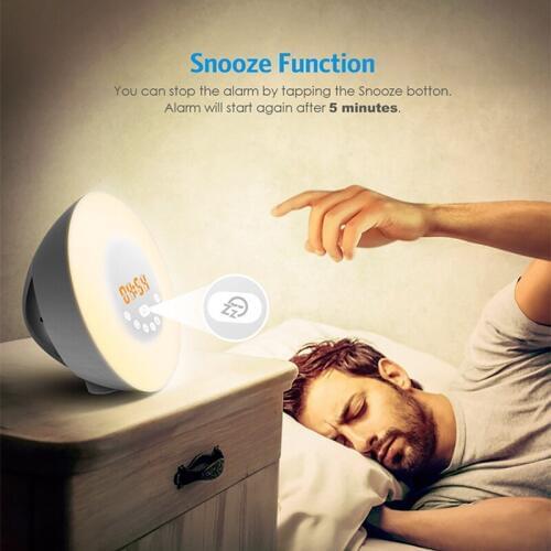 Touch sensing alarm clock Wake Up Light Sunrise Sunset Simulation Radio Alarm Clock 7 Colors Atmosphere Lamp