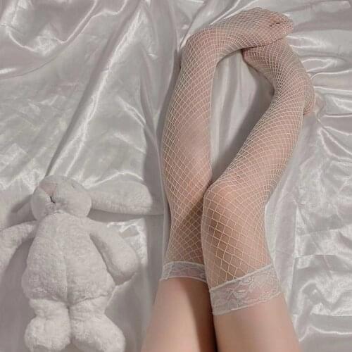 Shengrenmei Fishnet Stockings Lolita Clothes Top Lace Stay Up Stockings Sexy Dating Lace Stocking for Women Maiden Lovely Gifts