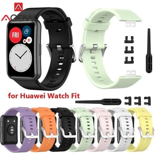 Silicone Sport Strap for Huawei Watch Fit Fitness Smart Watch Tool Screen Protector Case Replacement Wrist Band Bracelet correa