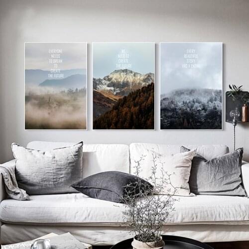 Nordic Style Forest Trees Nature Poster Print Motivational Quotes Wall Minimalist Art Canvas Painting Modern Home Office Decor