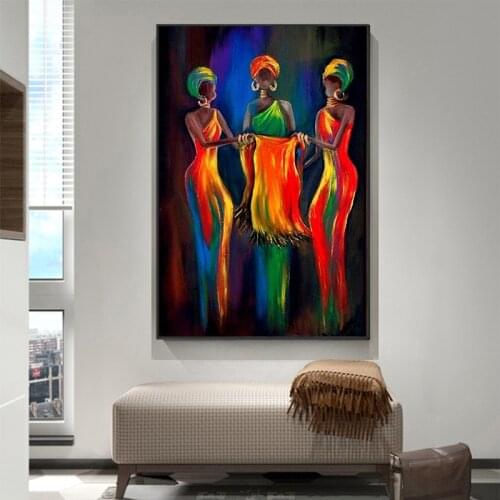 Modern Abstract Art Graffiti Canvas Painting African Woman Graffiti Painting Interior Decoration Wall Hanging Painting(No Frame)