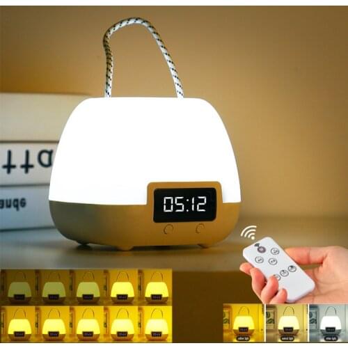 Led Clock Remote Night Light Color Brightness Adjustable Mothers Night Feeding Light Portable Kids Beside Lamp Rechargeable