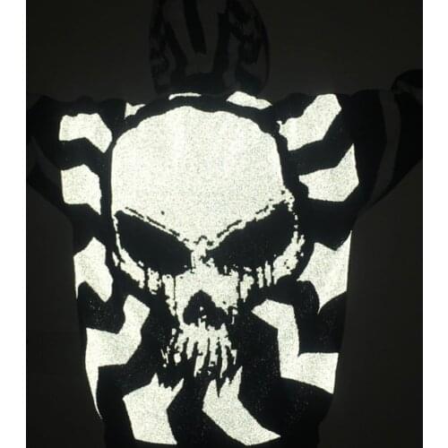 2021 Hip Hop Punk Skull Reflective Hooded Sweater Men Women Harajuku Black White Patchwork Oversized Pullovers Jersey Hombre