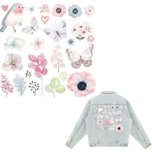 Flower Patches Butterfly Thermal Stickers on Clothes Iron-on Transfers for Clothing Thermoadhesive Patch Diy Applique for Girl