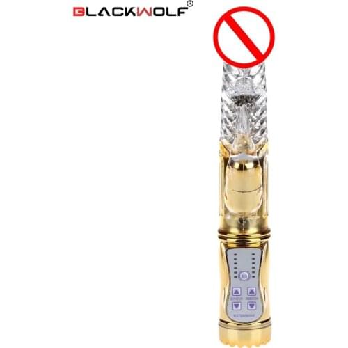 Black Wolf 3 Color rabbit G spot vibration and rotation body massage vibrator, female sex toys adult sex products for women