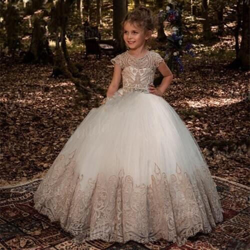 Vintage Lace Flower Girls Dresses First Communion Dresses Party Prom Princess Gown Pageant Girls Princess Dresses