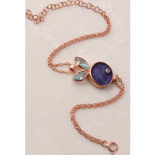 Womens Purple Cabochons Silver Bracelet