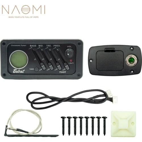 NAOMI Guitar Pickup 7545T 4 Band Guitar Preamp Pickup Tuner Equalizer For Classical Acoustic Guitar New