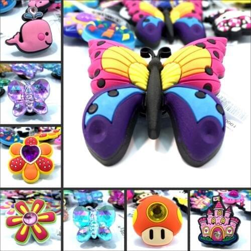 1pcs High Quality Butterfly Croc Charms Whale Shoe Charms Accessories Decorations Castle Flower Jibz For Croc Kids Gift