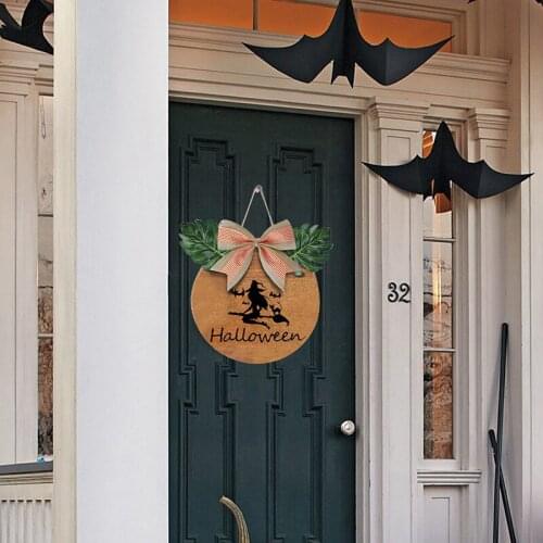 2 Styles Halloween Wooden Door Pendant Welcome Sign With Rope New Halloween Pumpkin Witch Party Scene Home Decoration Dropship