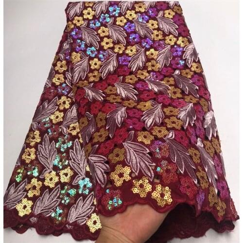 2021 High Quality African nigerian Tulle Lace Fabric Sequins Lace Fabric Embroidery Gauze guipure Latest Prom Dresses Organza
