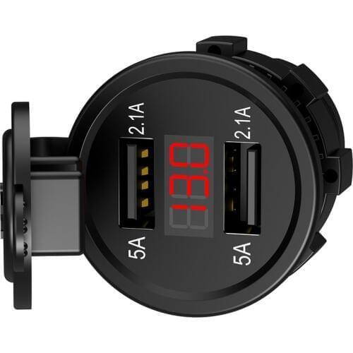 Car Accessories 12-24V Dual USB Car Charger Adapter LED Display With Dust Cover Power Socket Auto Vehicle Car USB Charger TSLM2