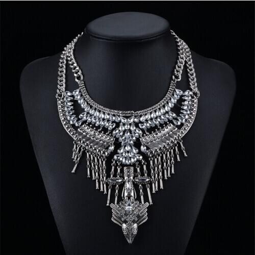 Bohemian Vintage Statement Choker Necklace Women Luxury Crystal Large Collar Necklace Jewelry Indian Ethnic Big Choker Necklace