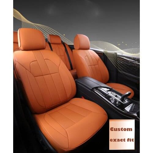 Custom cowhide car seat cover for led h4 h7 Kia rio Carens Sorento Sportage Cadenza Opirus Shuma orange/black auto accessories
