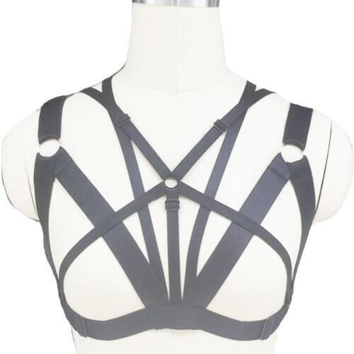 Black body harness Harajuku Gothic harness bra Pole dance sexy lingerie Elastic Free shipping harness cage bra
