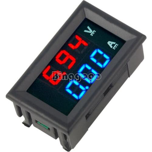 Mini Digital Voltmeter Ammeter DC 100V 10A Panel Amp Volt Current Meter Tester 0.28" Blue Red Dual LED Display