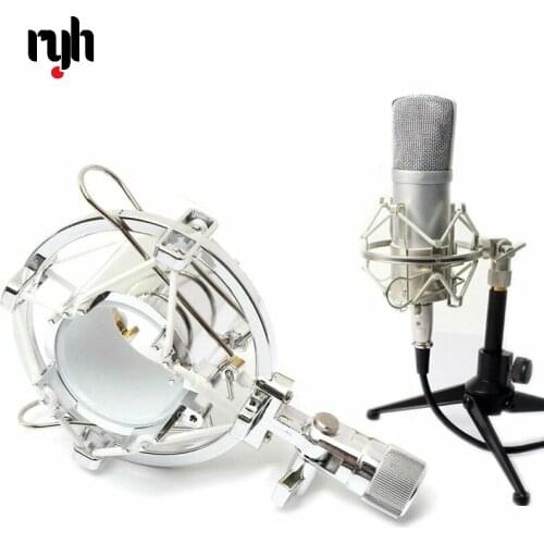 Sliver Professional Microphone Shock Mount Studio Sound Recording Mic Stand Mount Clips Holder For Hanging Microphone Karaoke