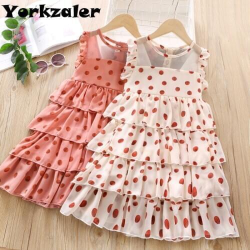 Summer Toddler Girls Lace Cake Dress Kids Sleeveless Floral Mesh Wedding Dresses Children Clothing for Baby Girls 2 To 6 Years