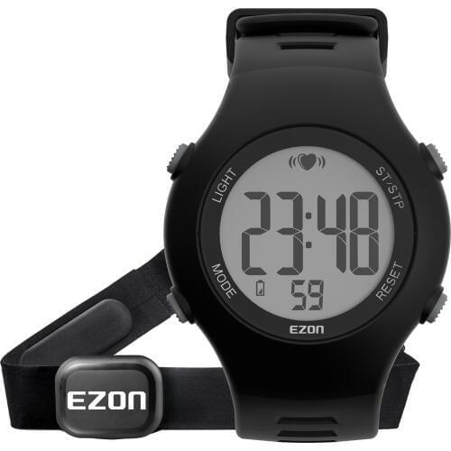 EZON T037 Chest Strap Heart Rate Monitor Sport Watch Men Digital Alarm Chronograph Waterproof Back Light Electronic Wristwatches