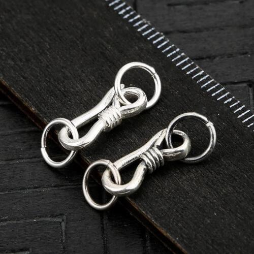 Fyla Mode Silver 925 Jewelry Hook And Loop Connector Hanging Sterling Silver S Hook Connector Male And Female 4 Pieces 0.50 g