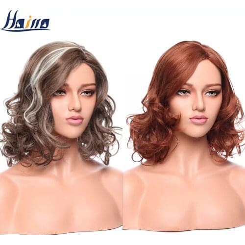 SNOILITE women medium ombre curly wig synthetic natural hairline Layered hair style wig for women mix color wig cosplay