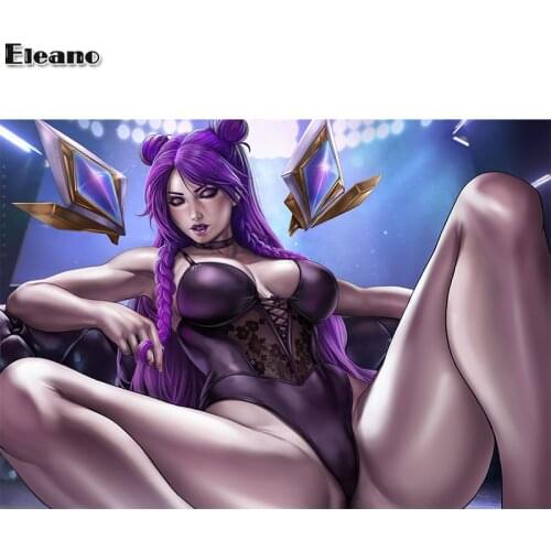 Print canvas anime Purple hair KDA Ari sexy girl art poster 40x60 50x70 60x90 custom living room bedroom hanging picture