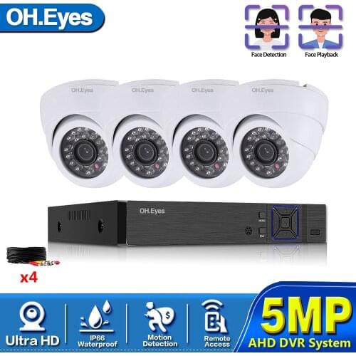 H.265 Home CCTV Security System Kits 4CH HD-TVI 5MP DVR 4PCS 5MP Night Vision Outdoor Surveillance Waterproof Camera Set