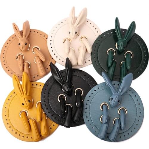 1 PC 18cm New Leather Rabbit Bag Cover Bottom Hand Woven Bag Accessories Fashion New Technology DIY Round Plate With Rope Hole
