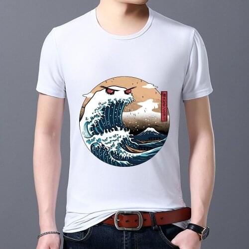 Hot-selling Mens T-shirt Landscape Printing Trend Classic O-neck Slim Fit All-match Breathable Mens Short-sleeved T-shirt Top