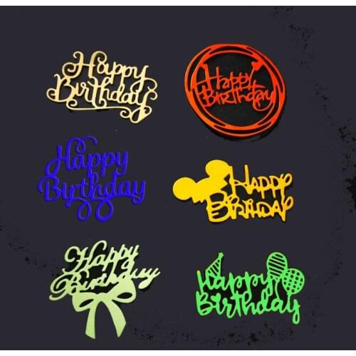 Happy Birthday Circle Metal Cutting Dies Stencil DIY Scrapbooking Album Stamp Paper Card Embossing Crafts Decor K0AB