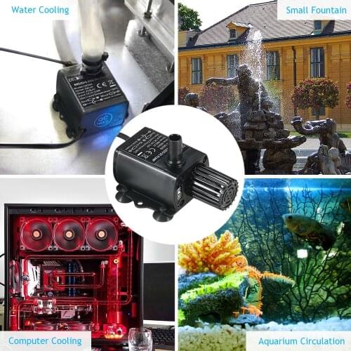 Ultra-quiet Mini DC12V 6W/10W Brushless Water Pump Circulating 400L/H Lift 400cm IP68 waterproof maintenance-free