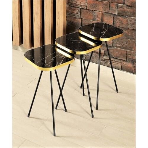 Marble Pattern The MEDEF 3 Pcs Zigon Coffee table