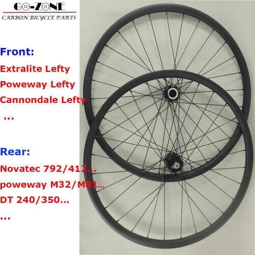 Mtb wheels carbon 29er front lefty 1.0 / 2.0 rear novatec/powerway/fast ace/dt 29" mtb wheelset clincher tubeless mtb wheels 29