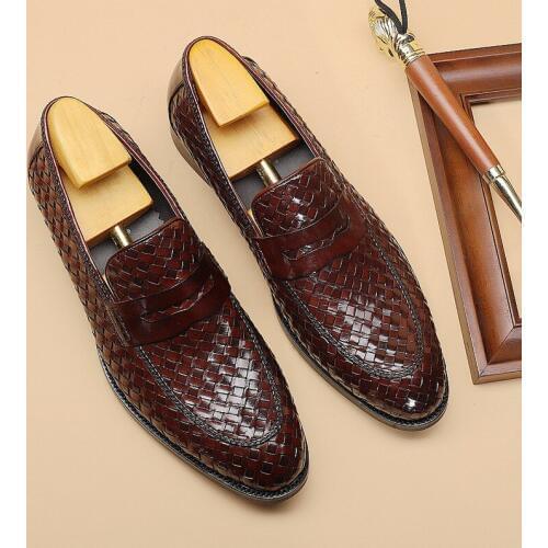 Phenkang mens formal shoes genuine leather oxford shoes for men italian 2020 dress shoes wedding shoes slip on leather brogues