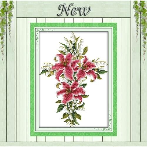 Tulip & cross,11CT Counted Printed on Canvas DMC 14CT Cross Stitch kits,Embroidery Set for Needlework,house Home wall Decoration