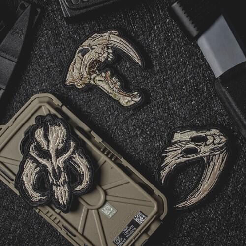 Beast Skull Mandalore Logo Velcro Embroidery Patches Tactical Outdoor Personality Badge DIY Armband For Clothes Backpack Decor